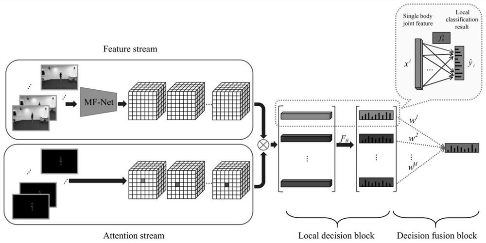 Human body behavior recognition method based on RGB video and skeleton sequence