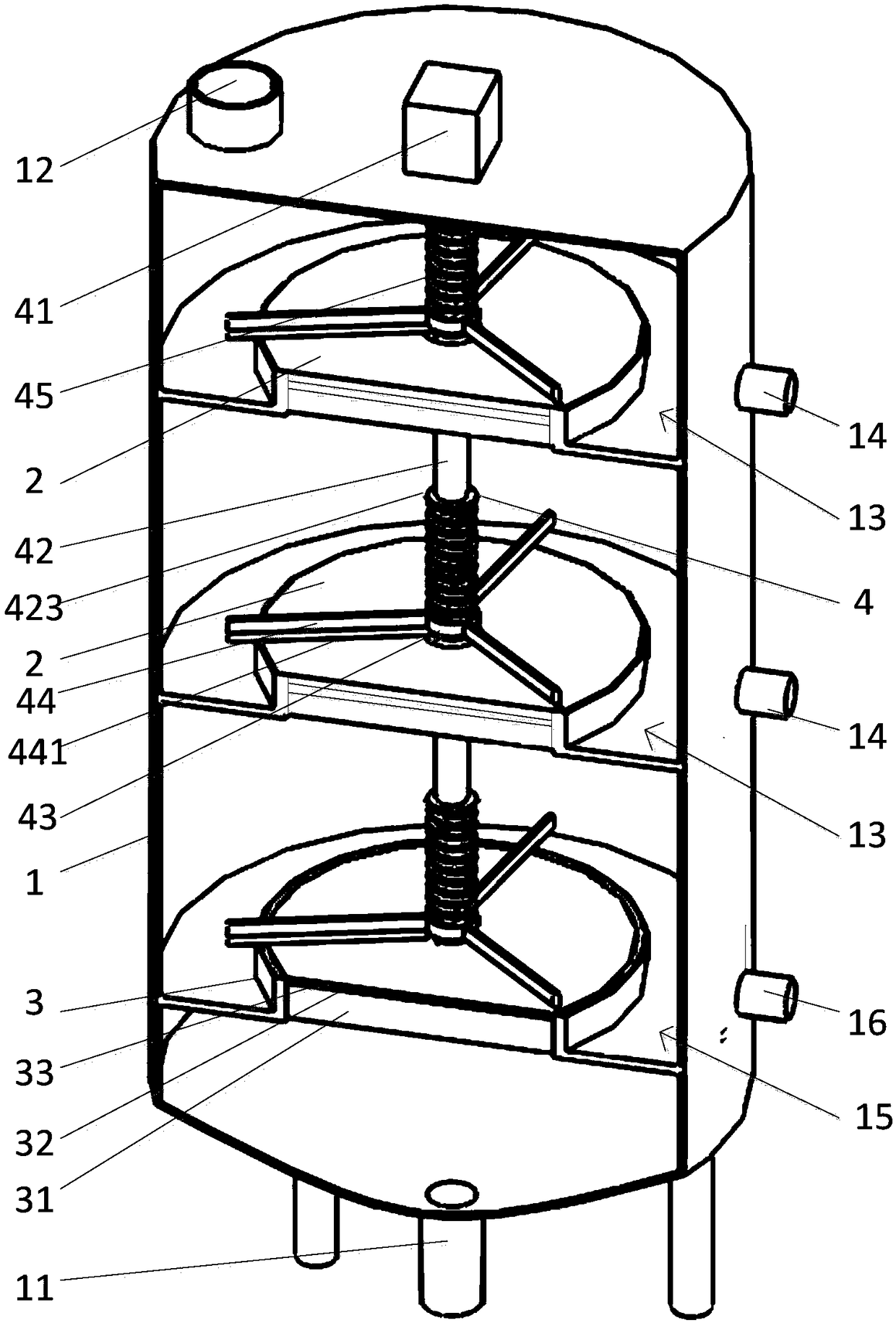 A multi-stage tea oil filtration tank