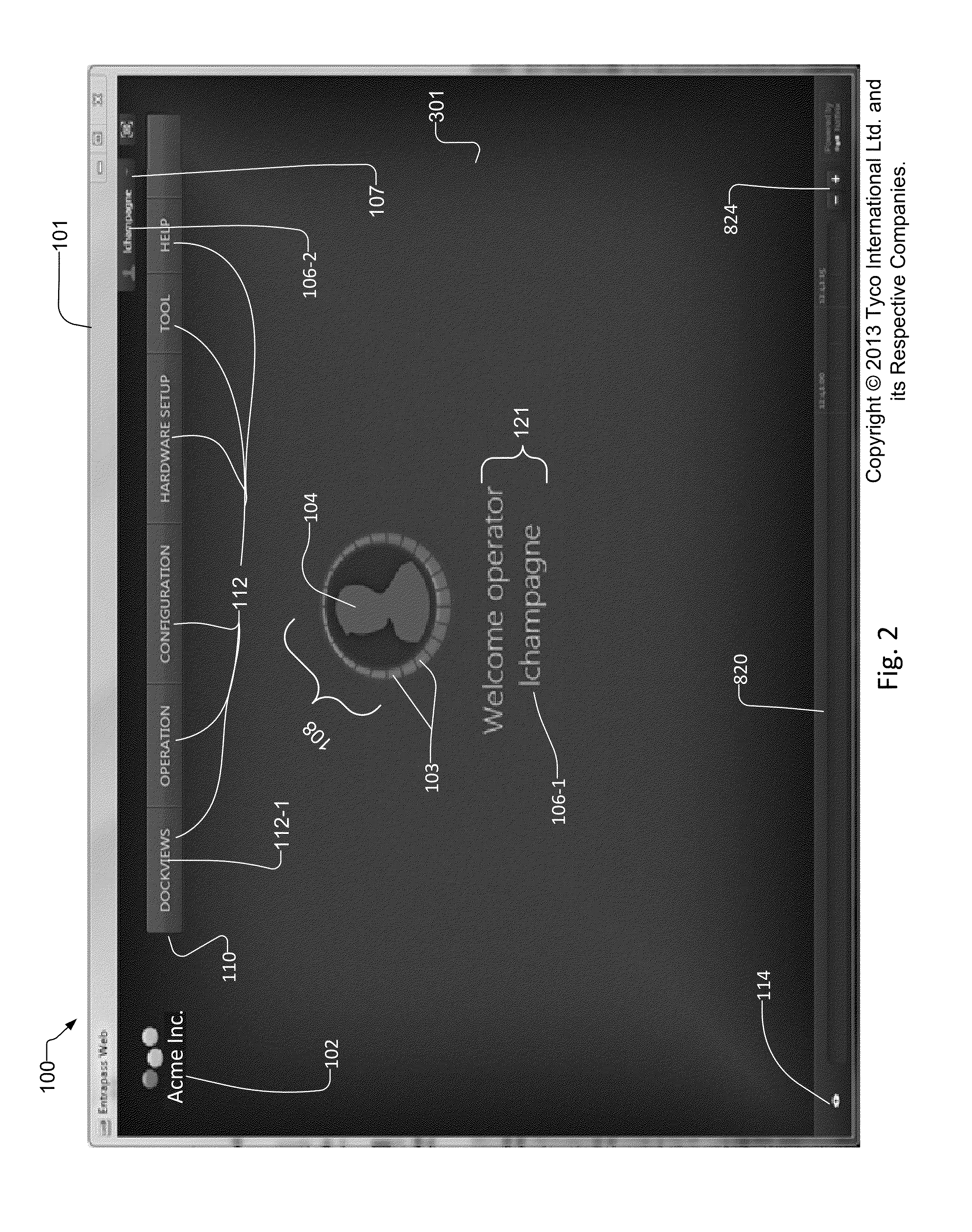 Security system and method with information display in flip window