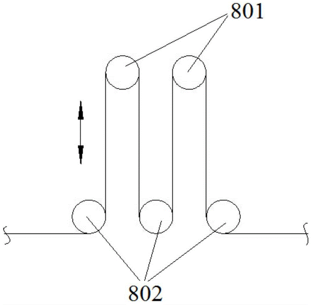 An automatic production line for continuous winding magnetron sputtering coating on one side of flexible substrate