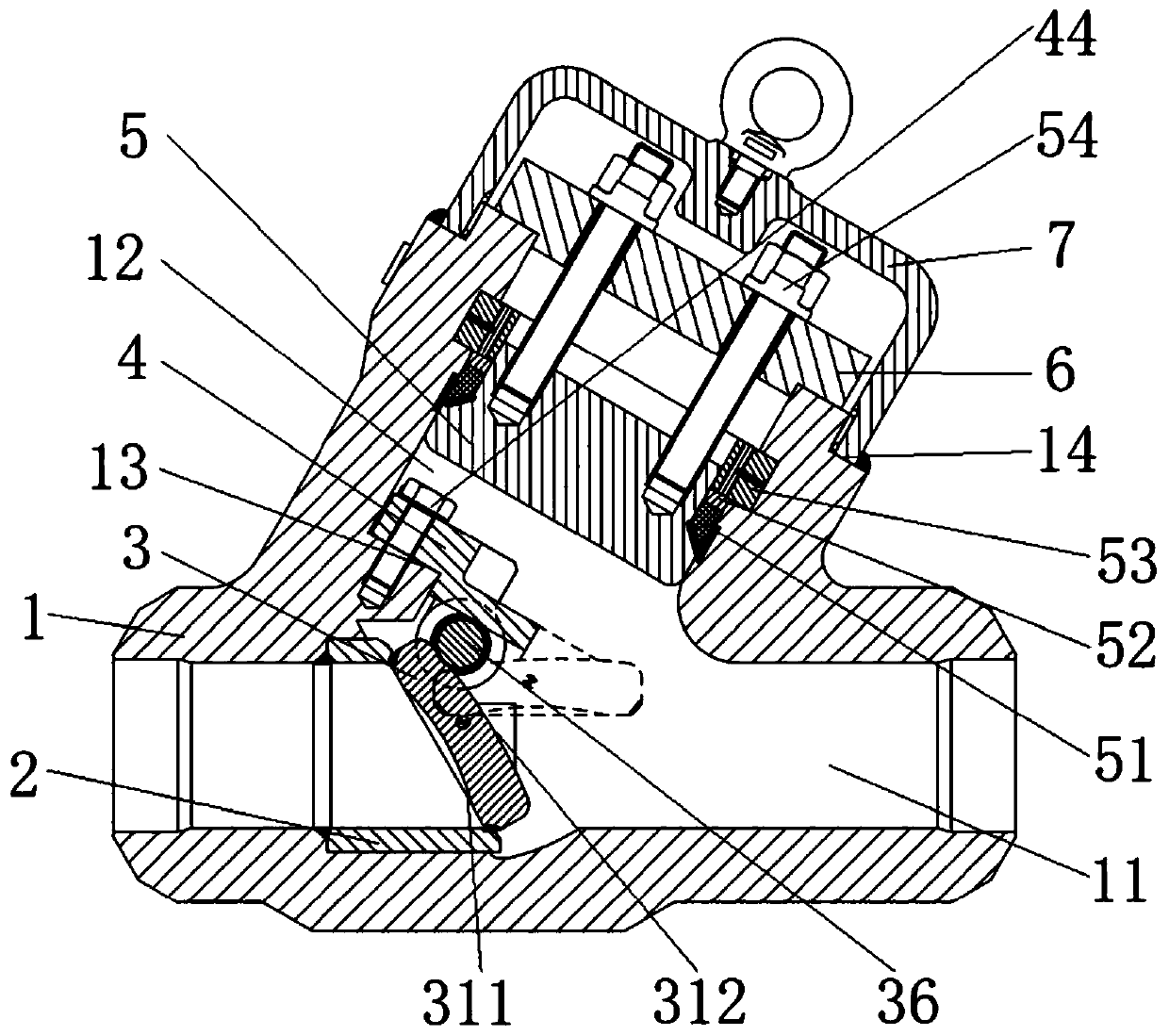 Inclined flap check valve