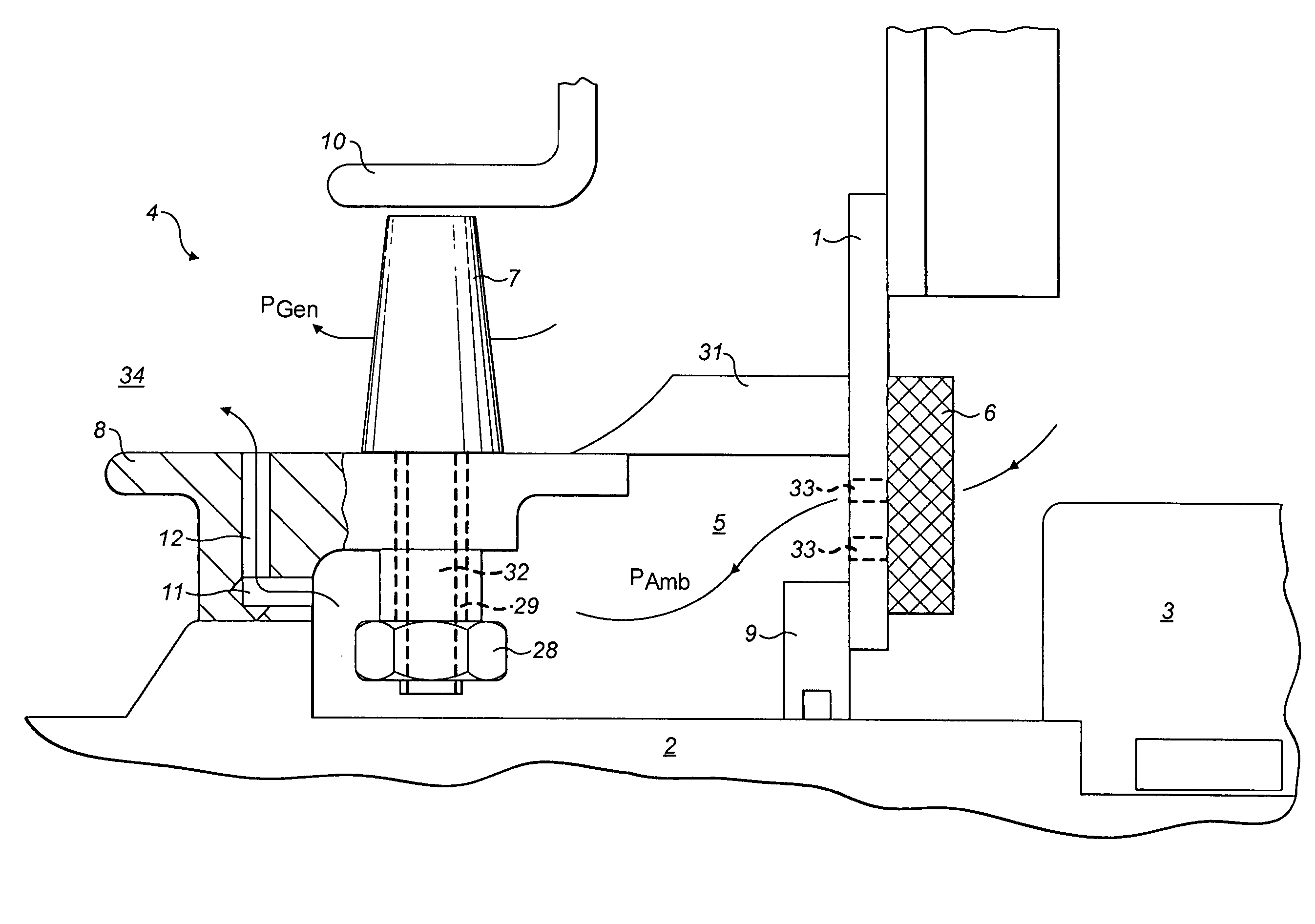 Gas-cooled electrical machine with pressure charging