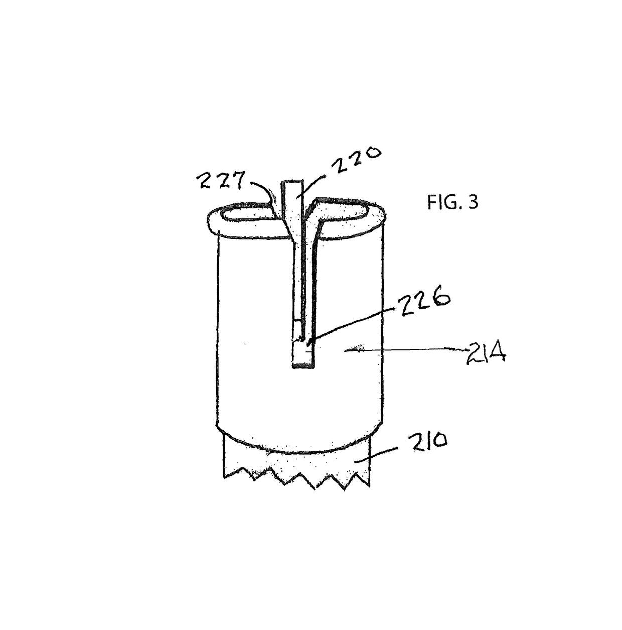 Serrated beach pole with fins, sleeve and rotation and fixation lever