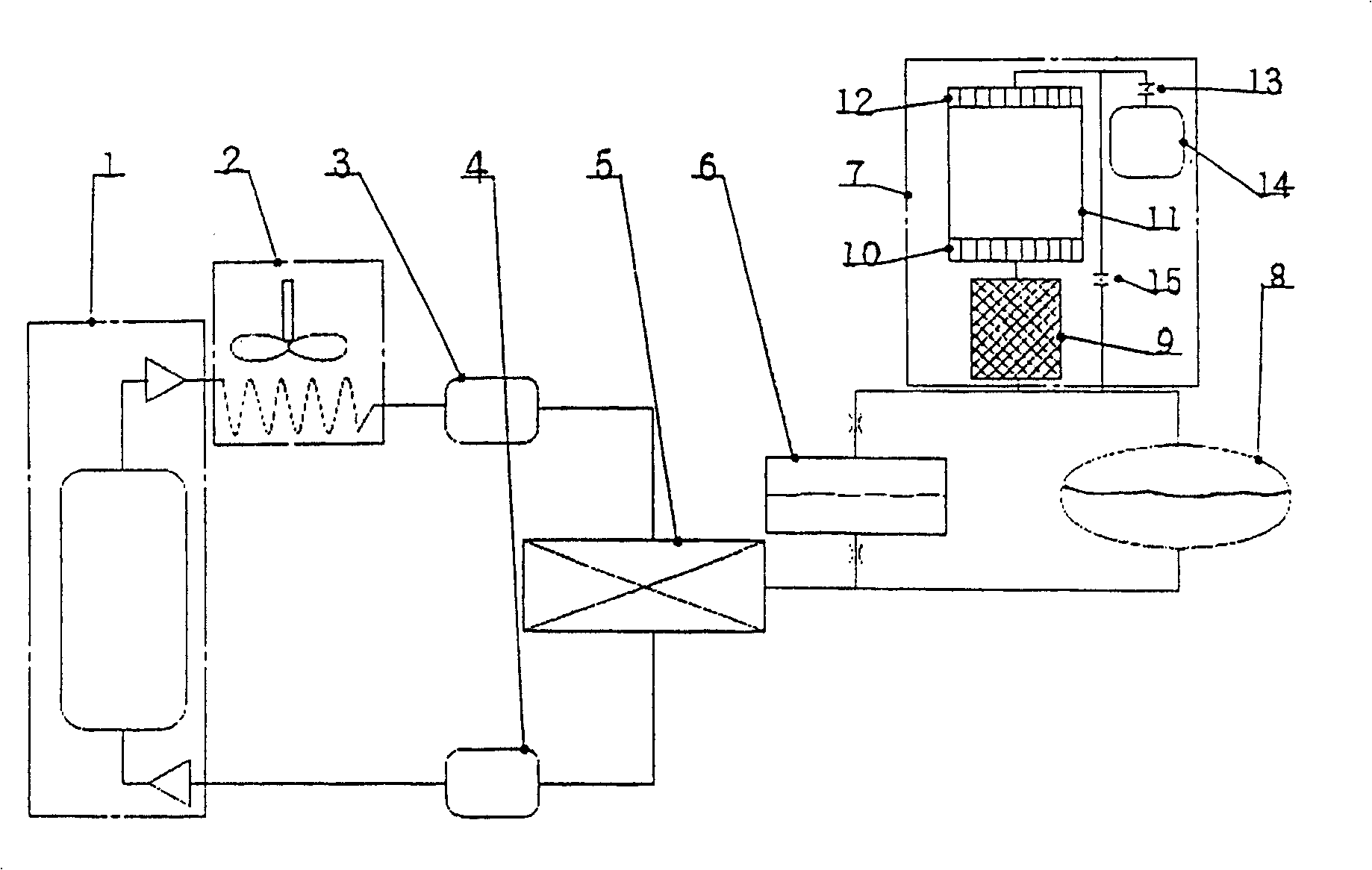 Oil lubrication compressor gas supplied circulating refrigerating device