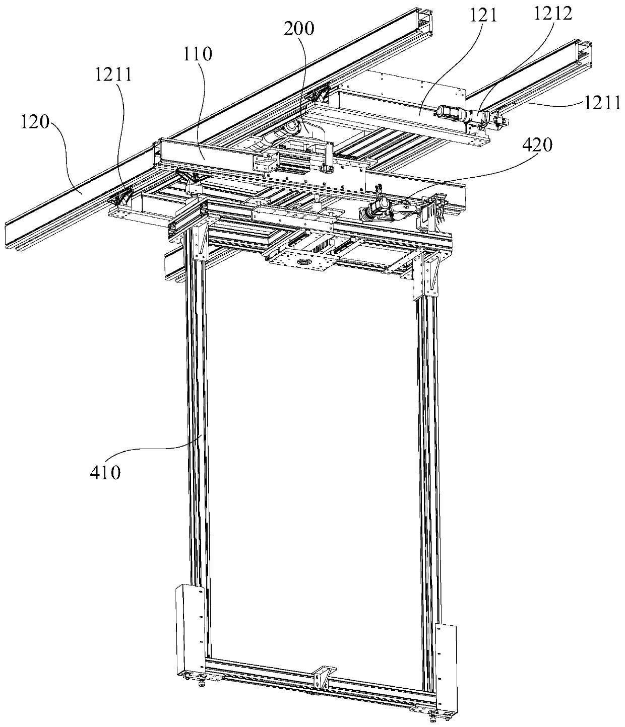 Track switching device, material conveying system and track switching method