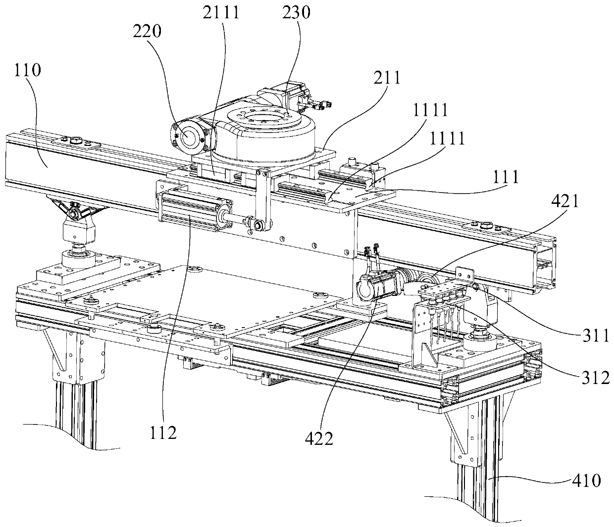 Track switching device, material conveying system and track switching method