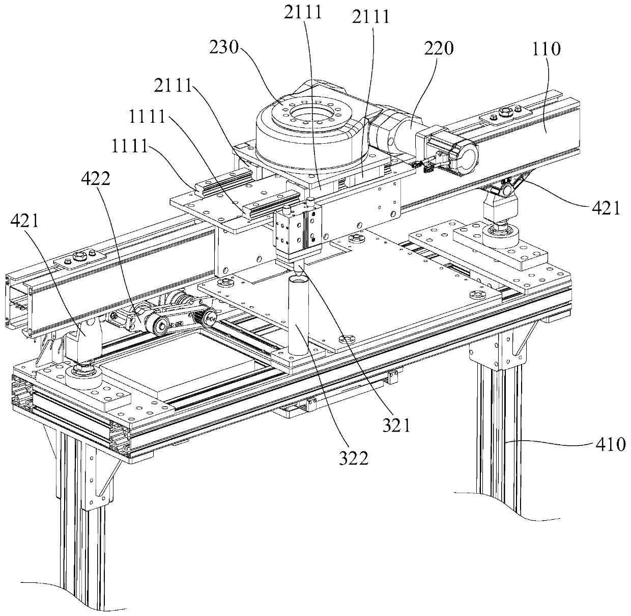 Track switching device, material conveying system and track switching method