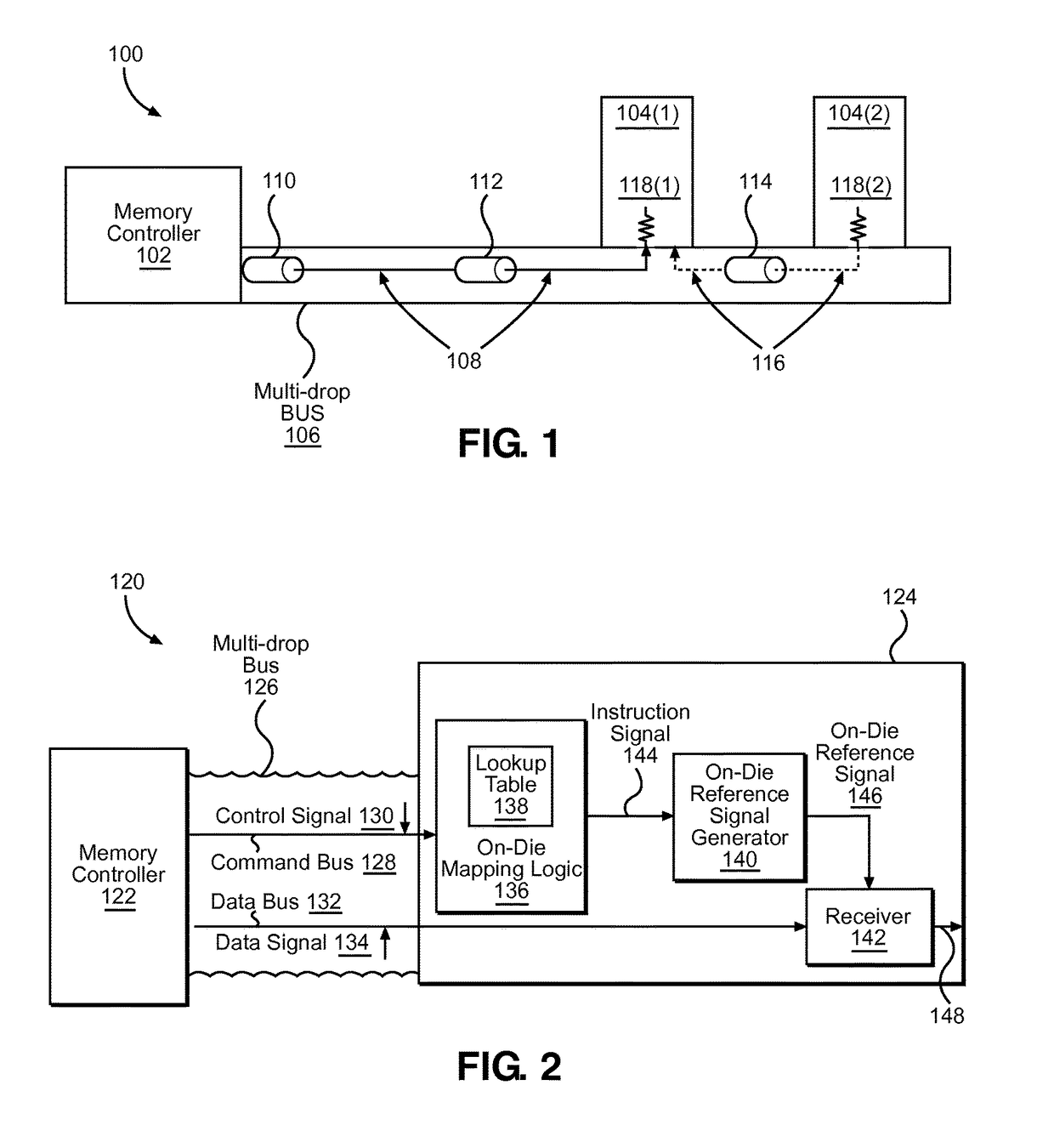 Memory circuit configuration schemes on multi-drop buses