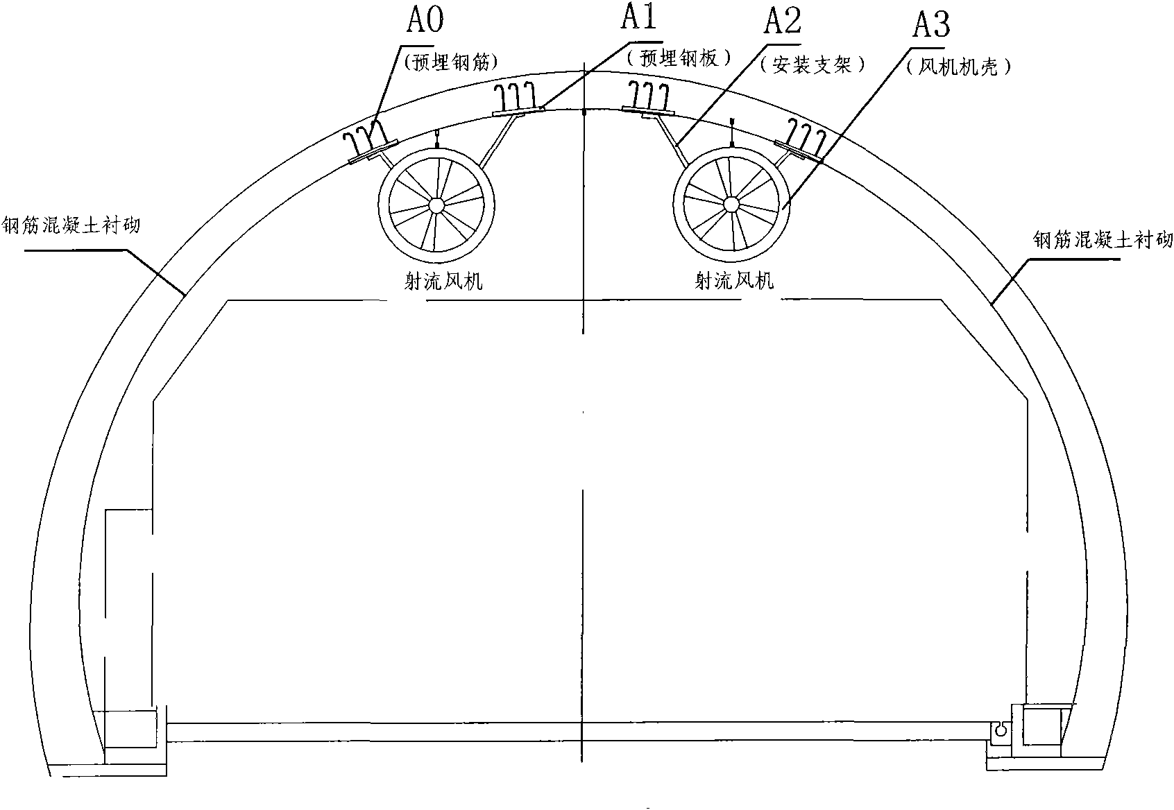 Method used for testing stability of foundation of fan suspended in road tunnel and system therefor