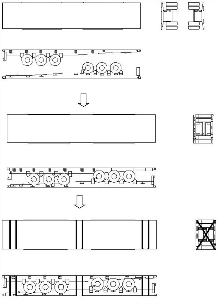 A kind of packing method of container transport semi-trailer complete vehicle