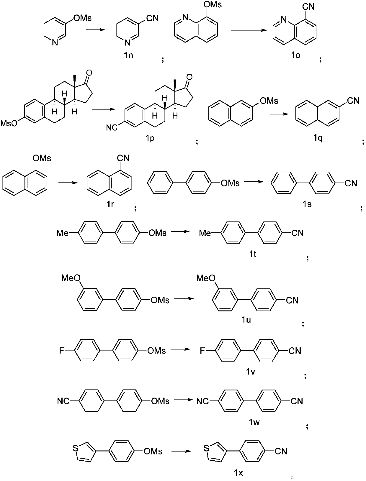 Preparing method of aromatic nitrile or alkenyl nitrile compound