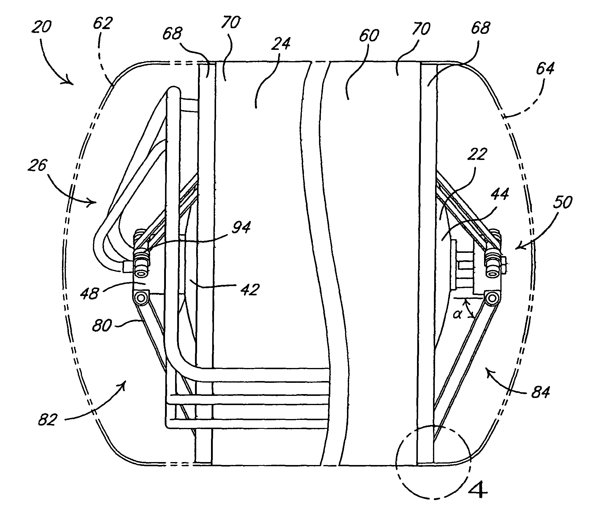 Suspended liquid hydrogen storage tank