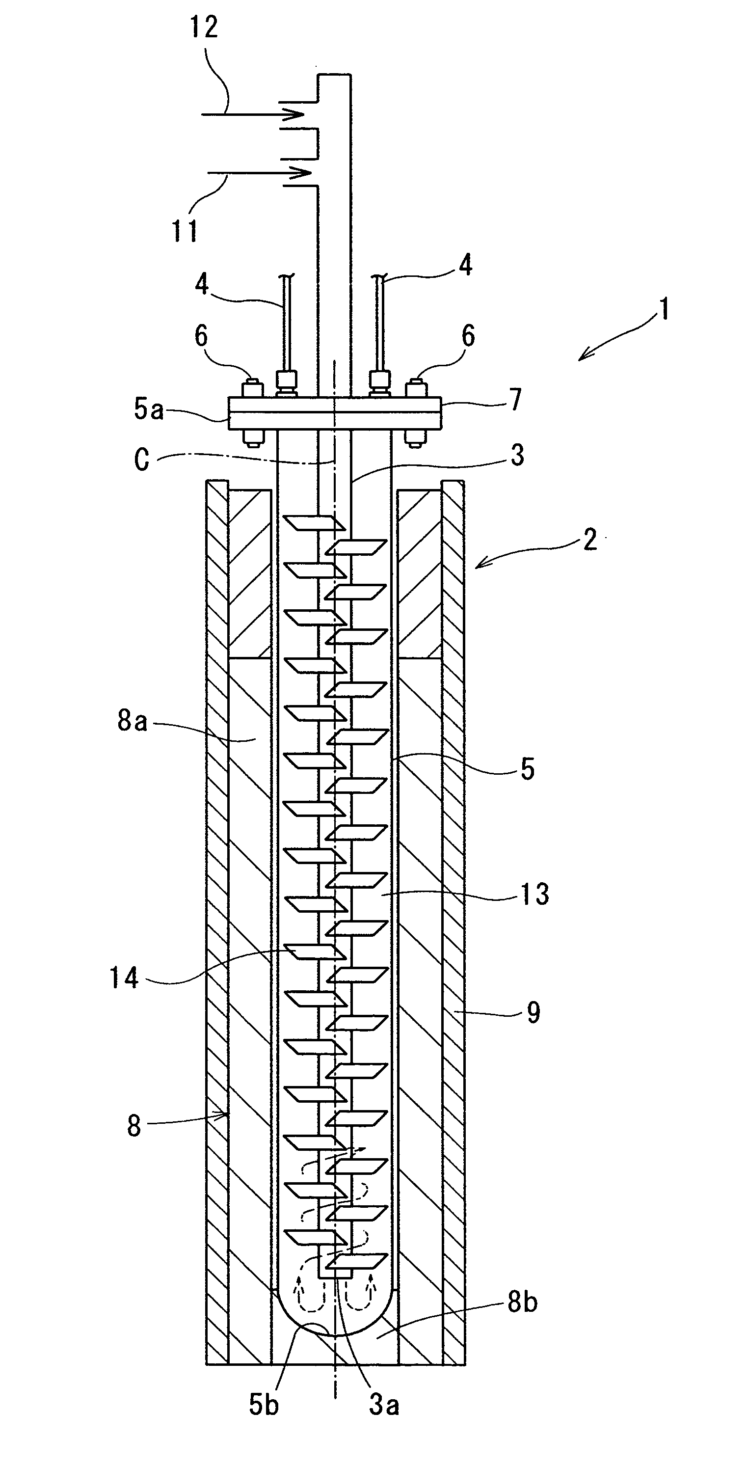 Apparatus for producing trichlorosilane and method for producing trichlorosilane