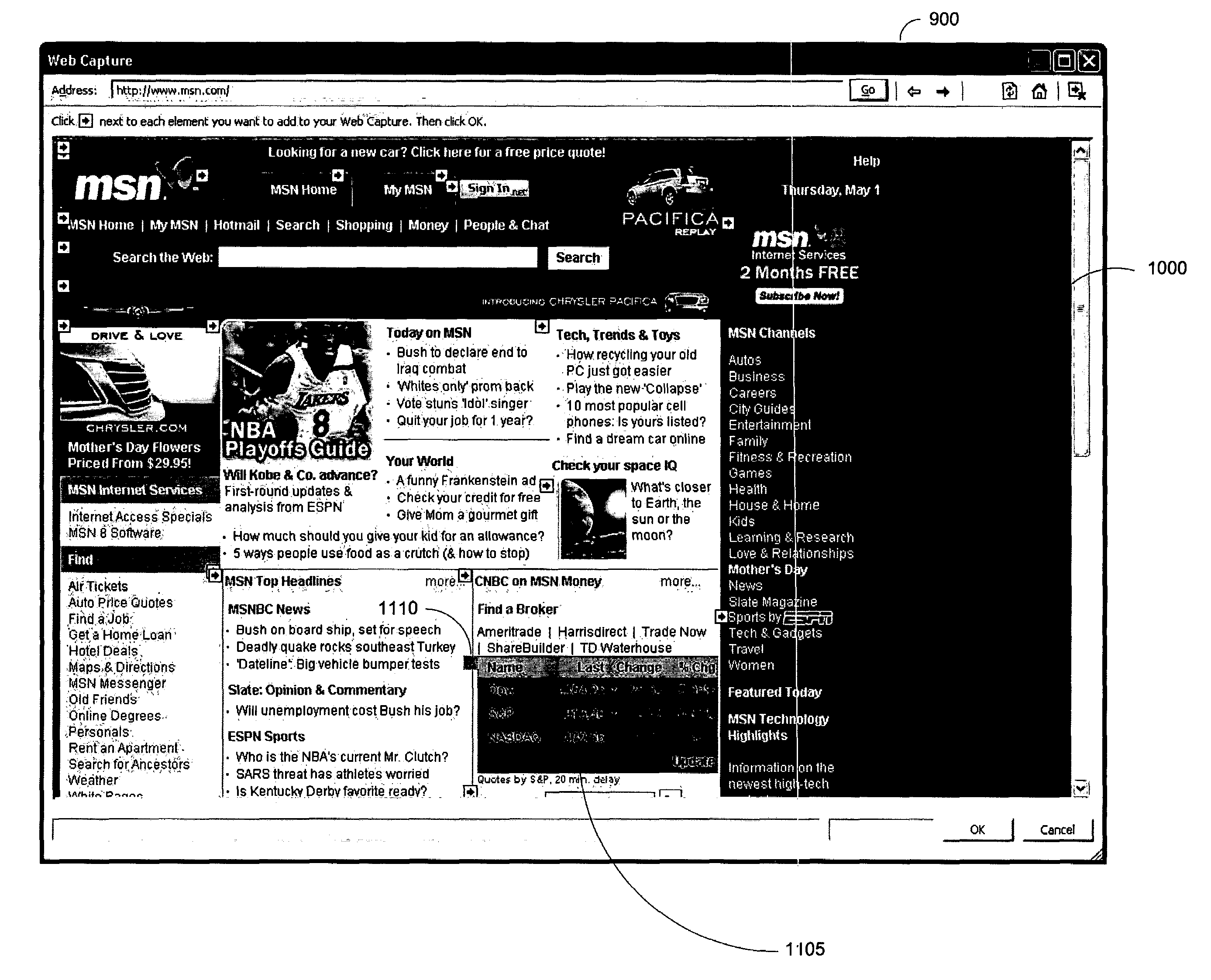 Method and system for dynamically capturing HTML elements