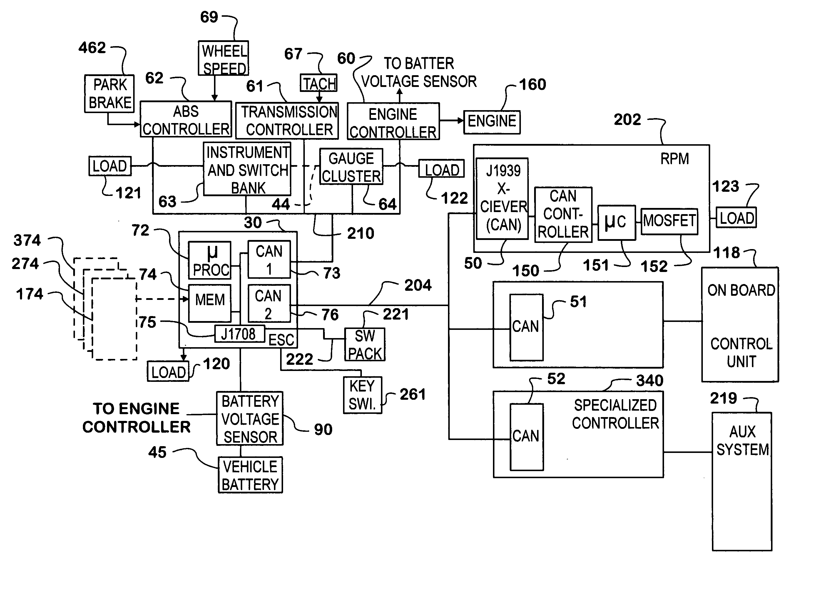 Automated vehicle battery protection with programmable load shedding and engine speed control