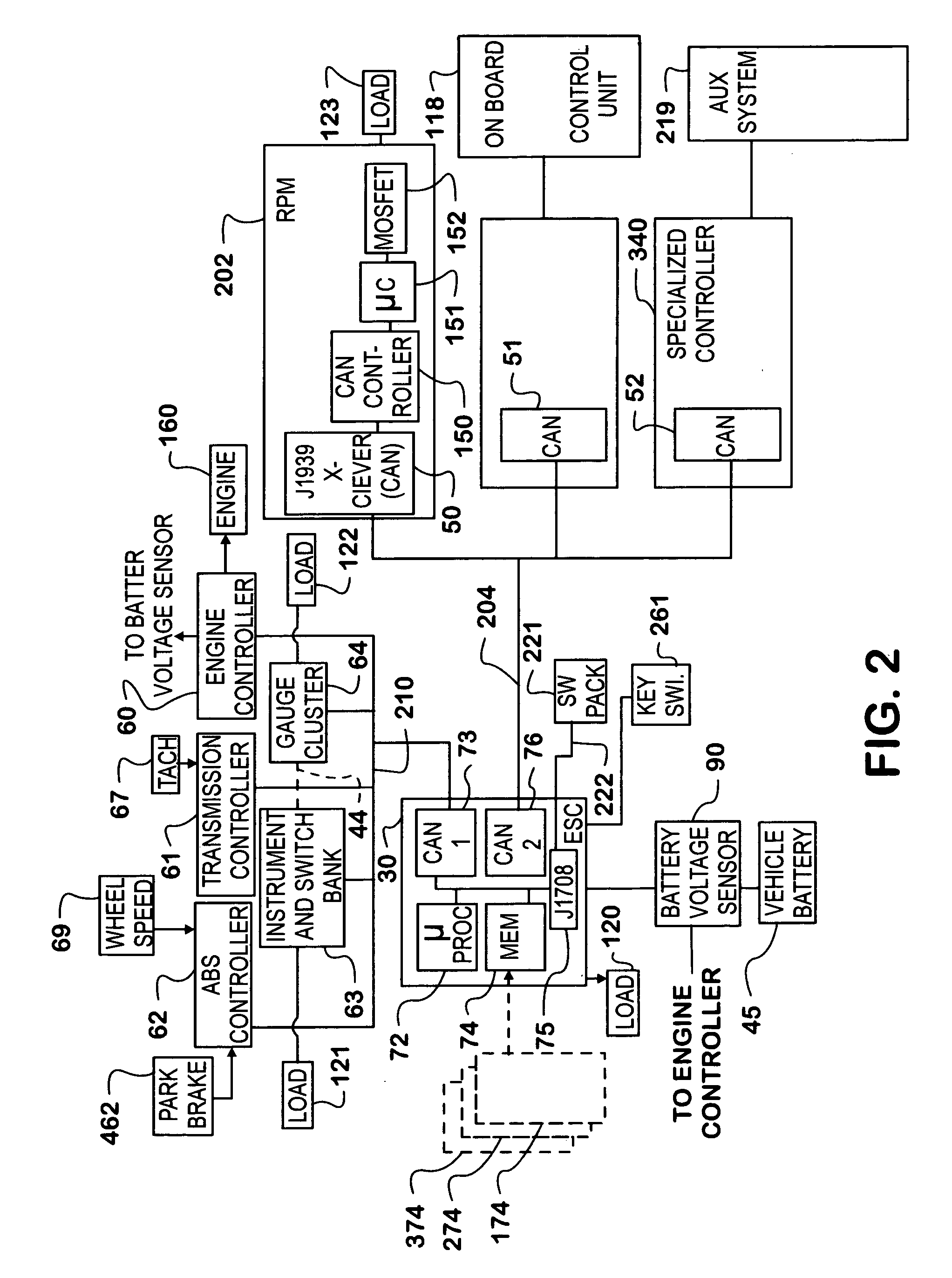 Automated vehicle battery protection with programmable load shedding and engine speed control