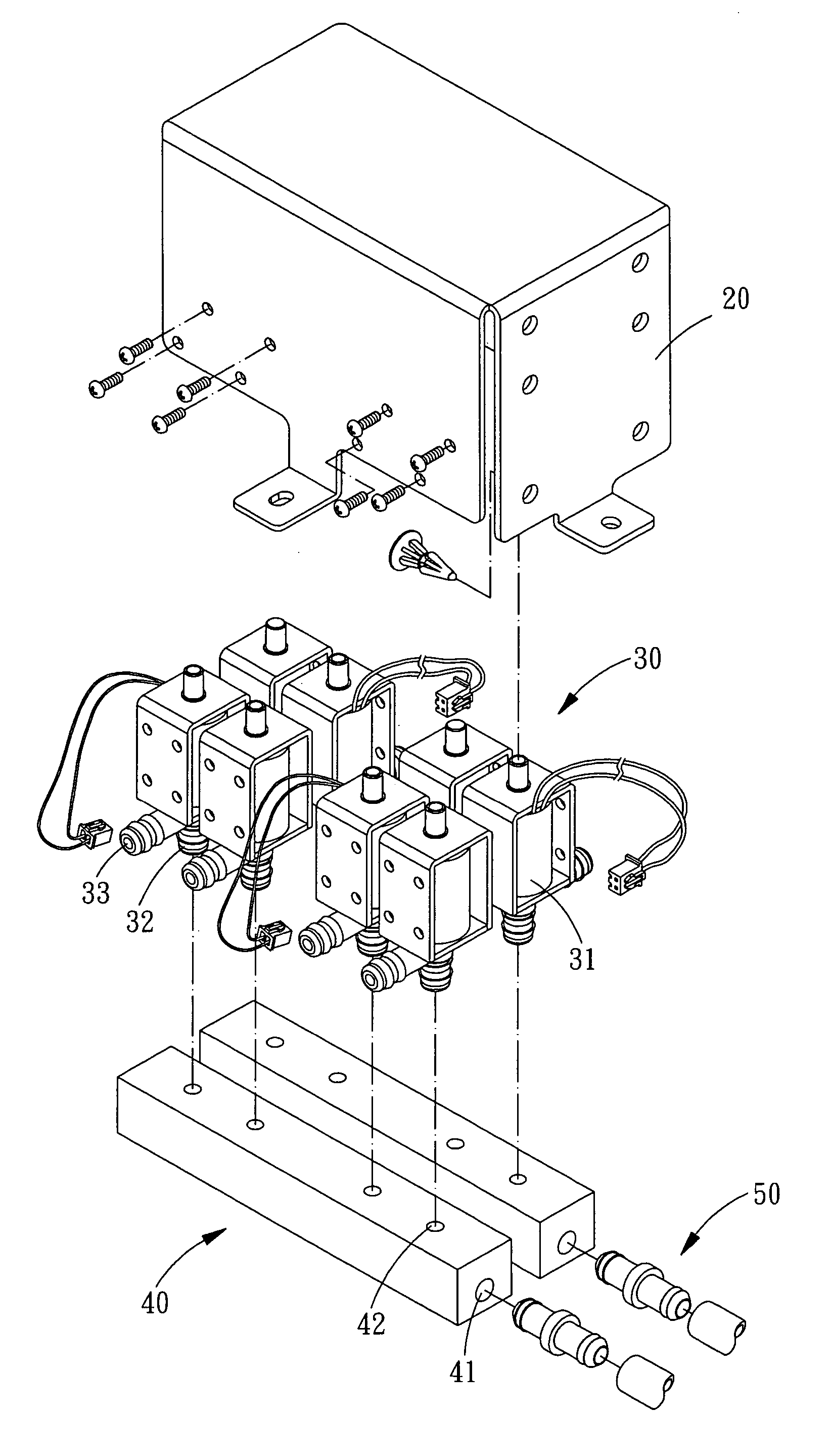 Air intake structure for electromagnetic valve assembly of a massage chair