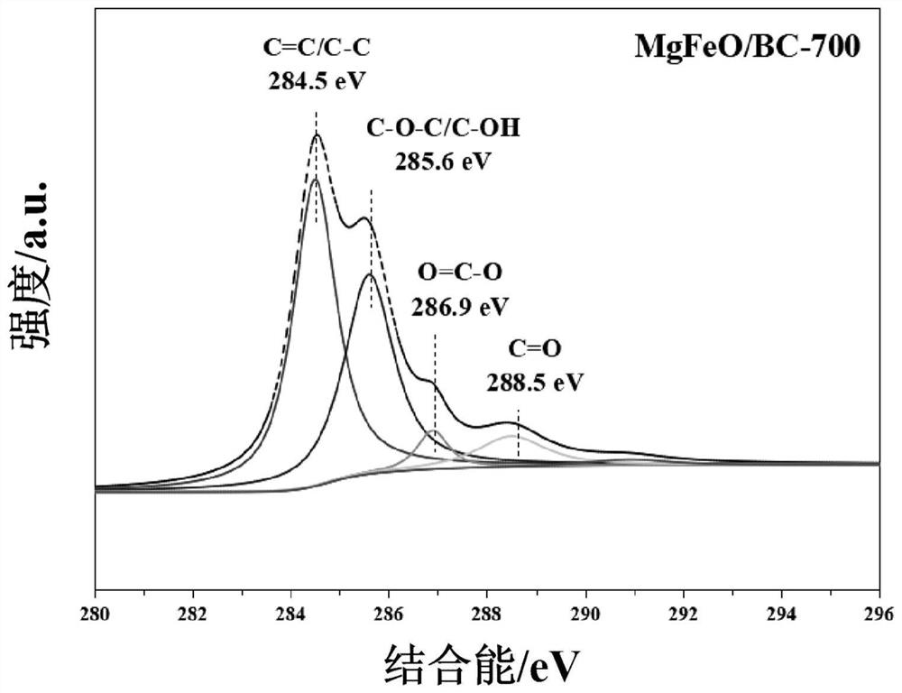 mg/Fe oxide modified biochar nanocomposite material and preparation method thereof