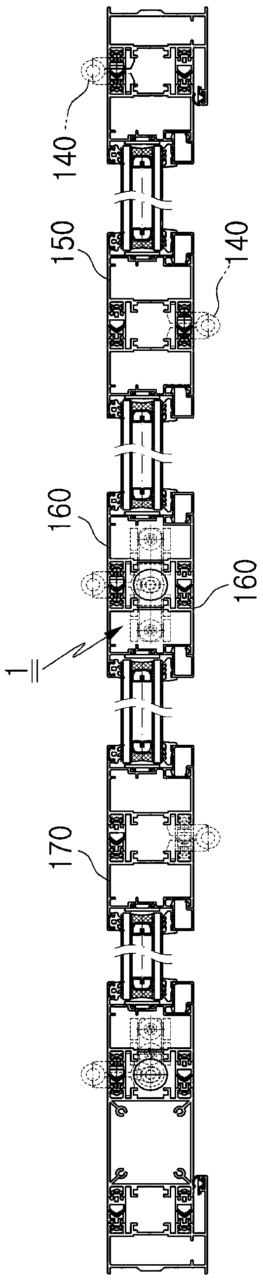 Hinge device for folding doors