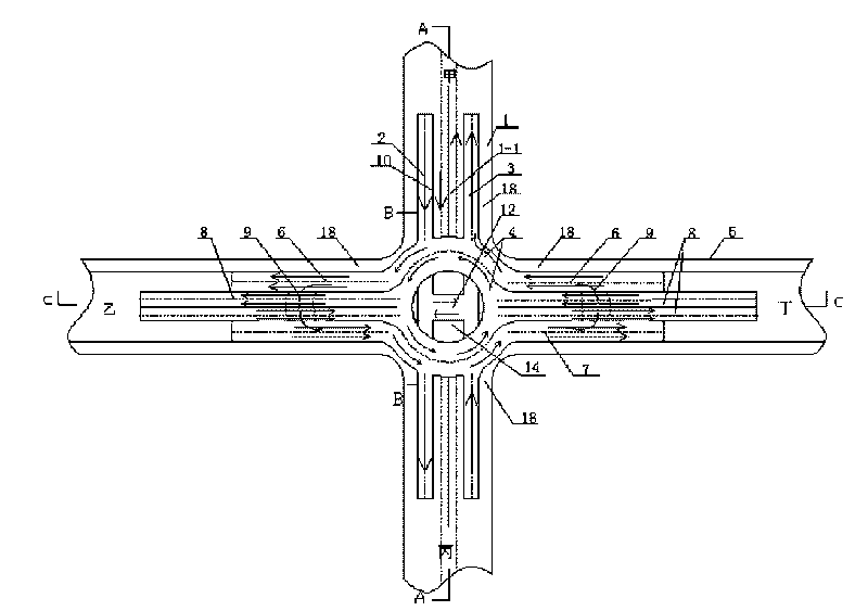 Unblocked cloverleaf intersection at traffic crossroad