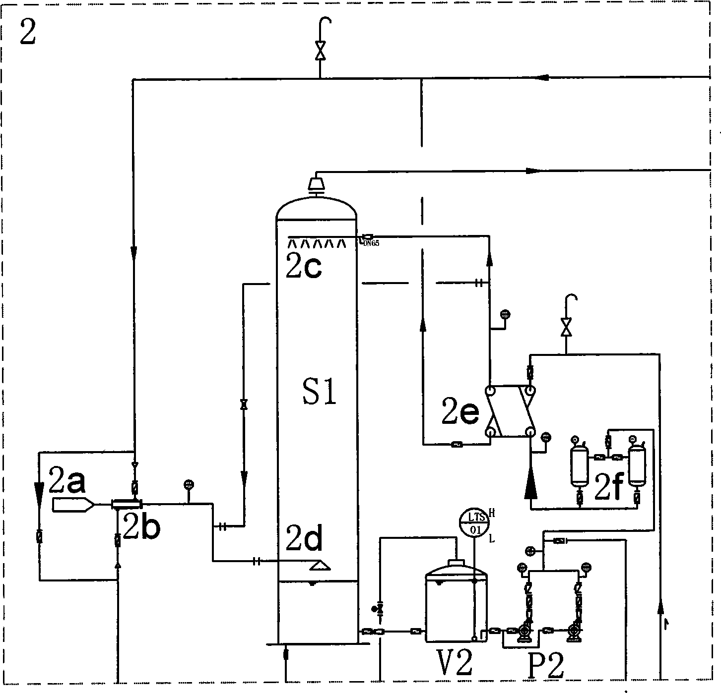 Device and process for processing nitrogen-oxide waste gas containing acidic gas