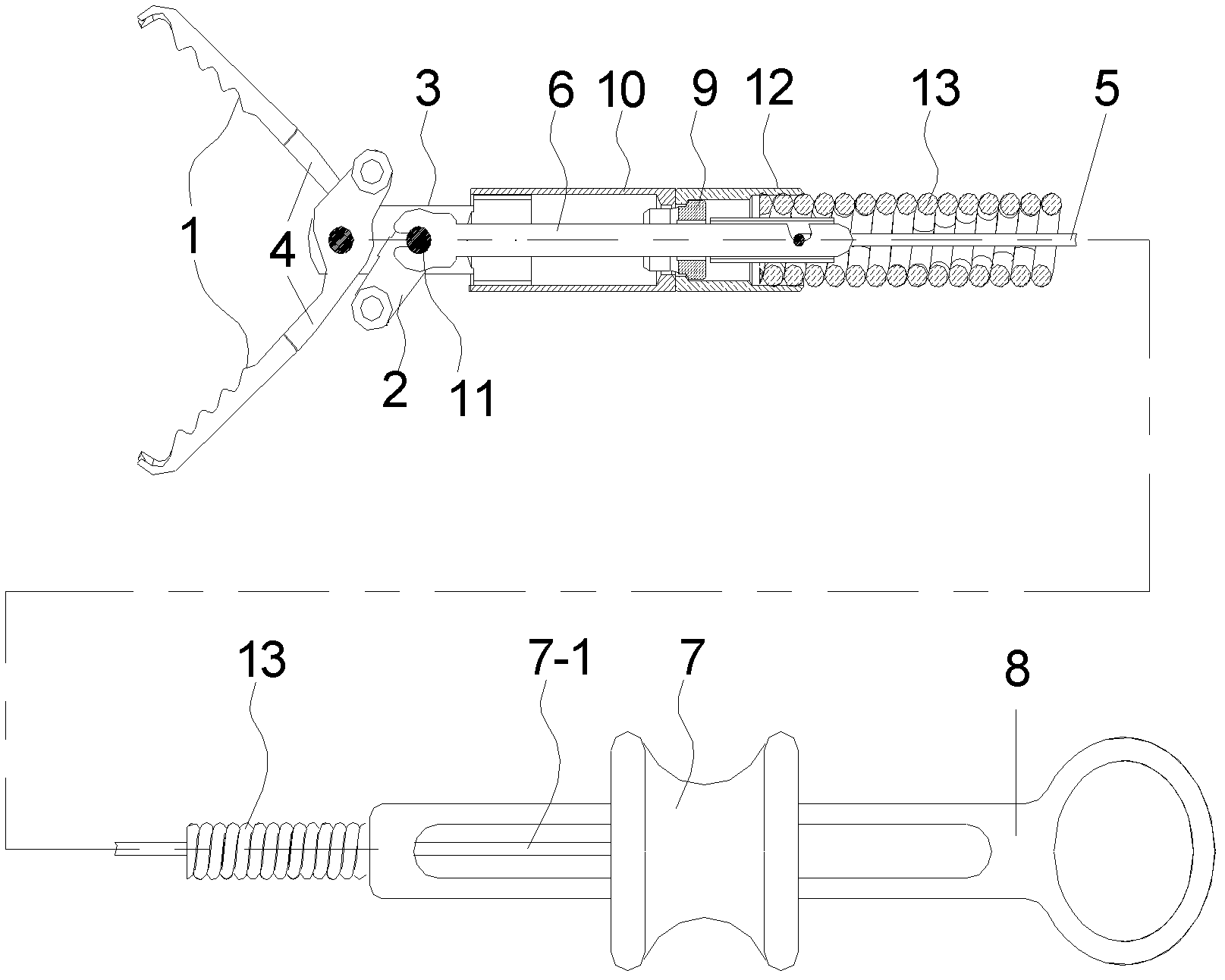 Hemostatic clamp with four-bar structure