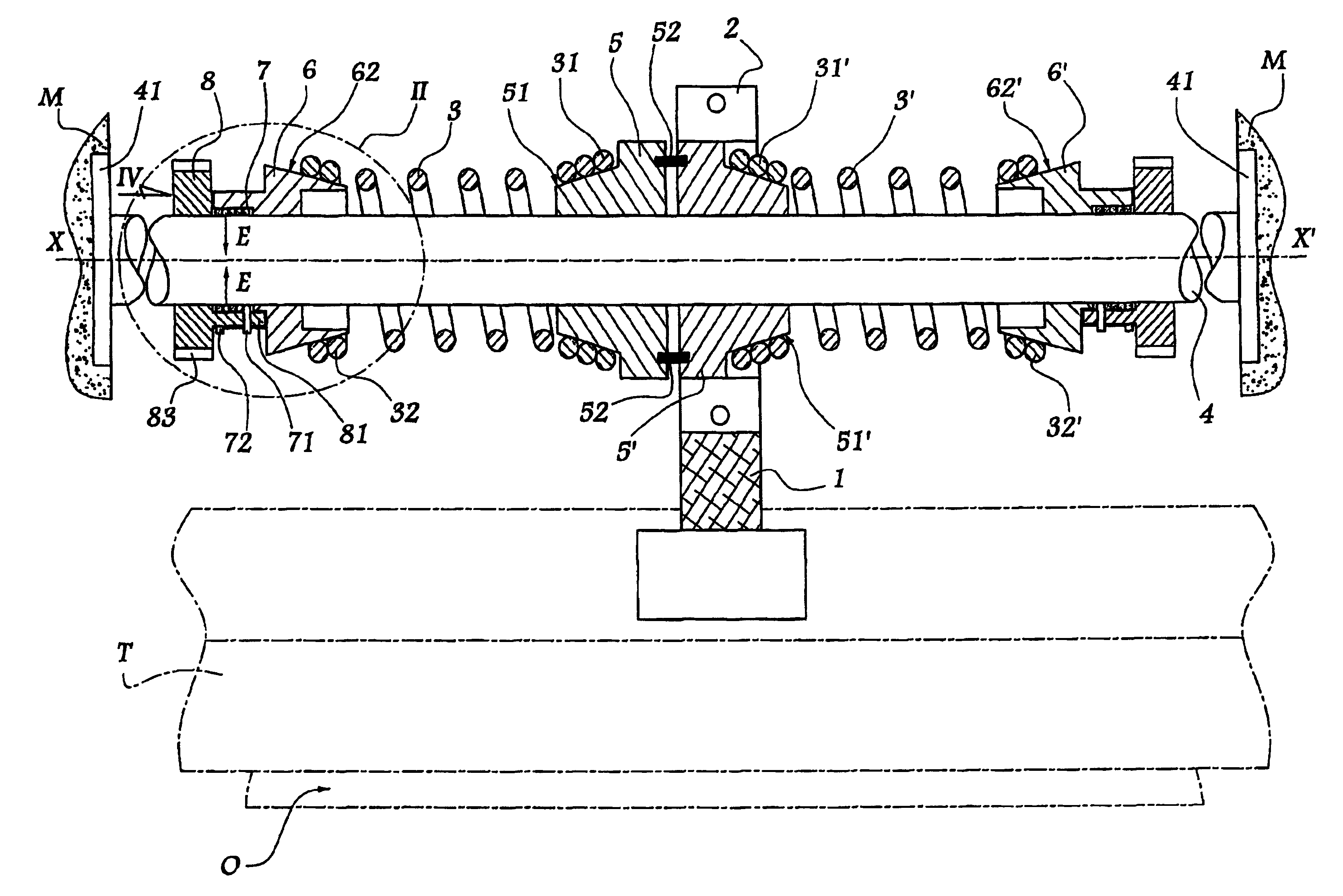 Mechanism for tensioning a compensation spring for a closing or sun protection installation