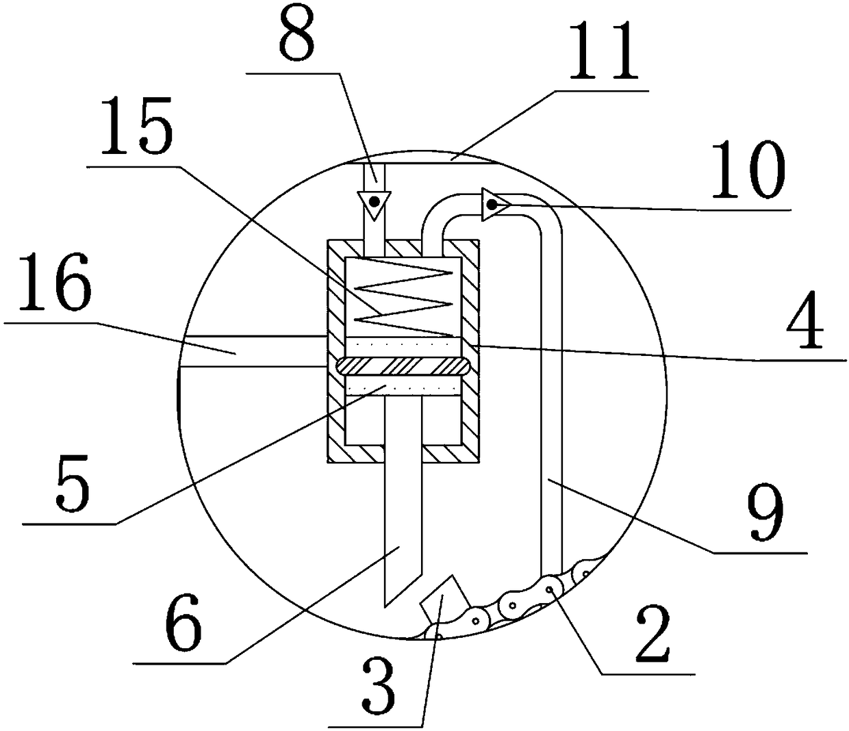 Automatic lubricating device for mechanical equipment chains