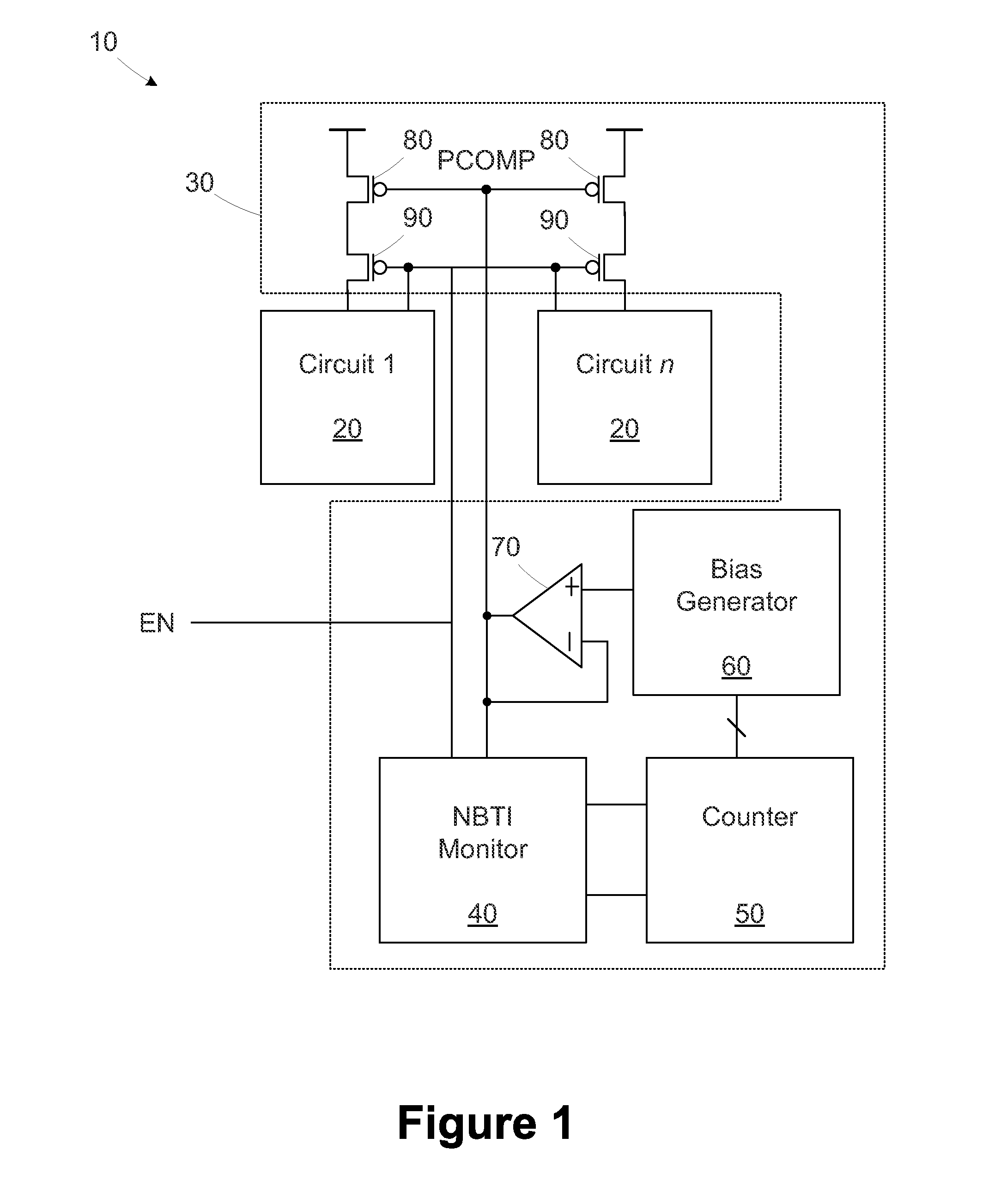 Circuit for negative bias temperature instability compensation