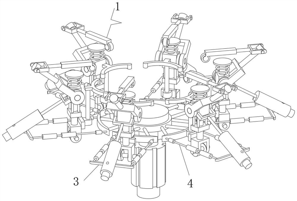 Mechanical pushing and guiding integrated limiting device