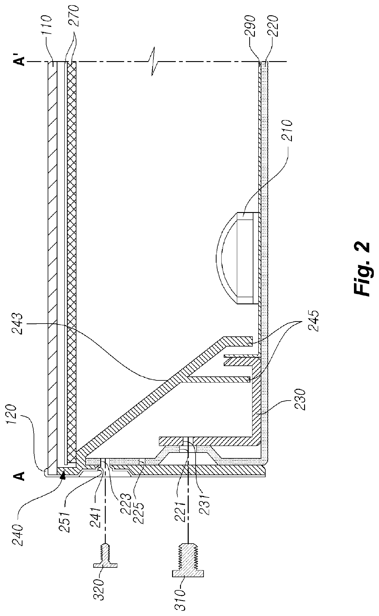 Display device with improved torsional rigidity