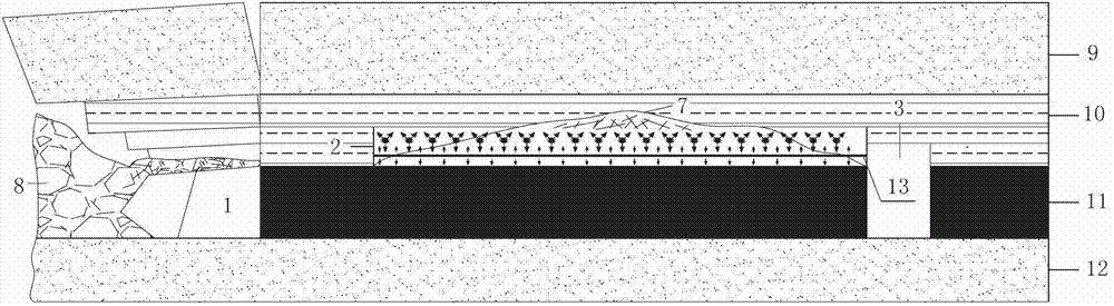 Reinforcing method for crushed top plate of coal face