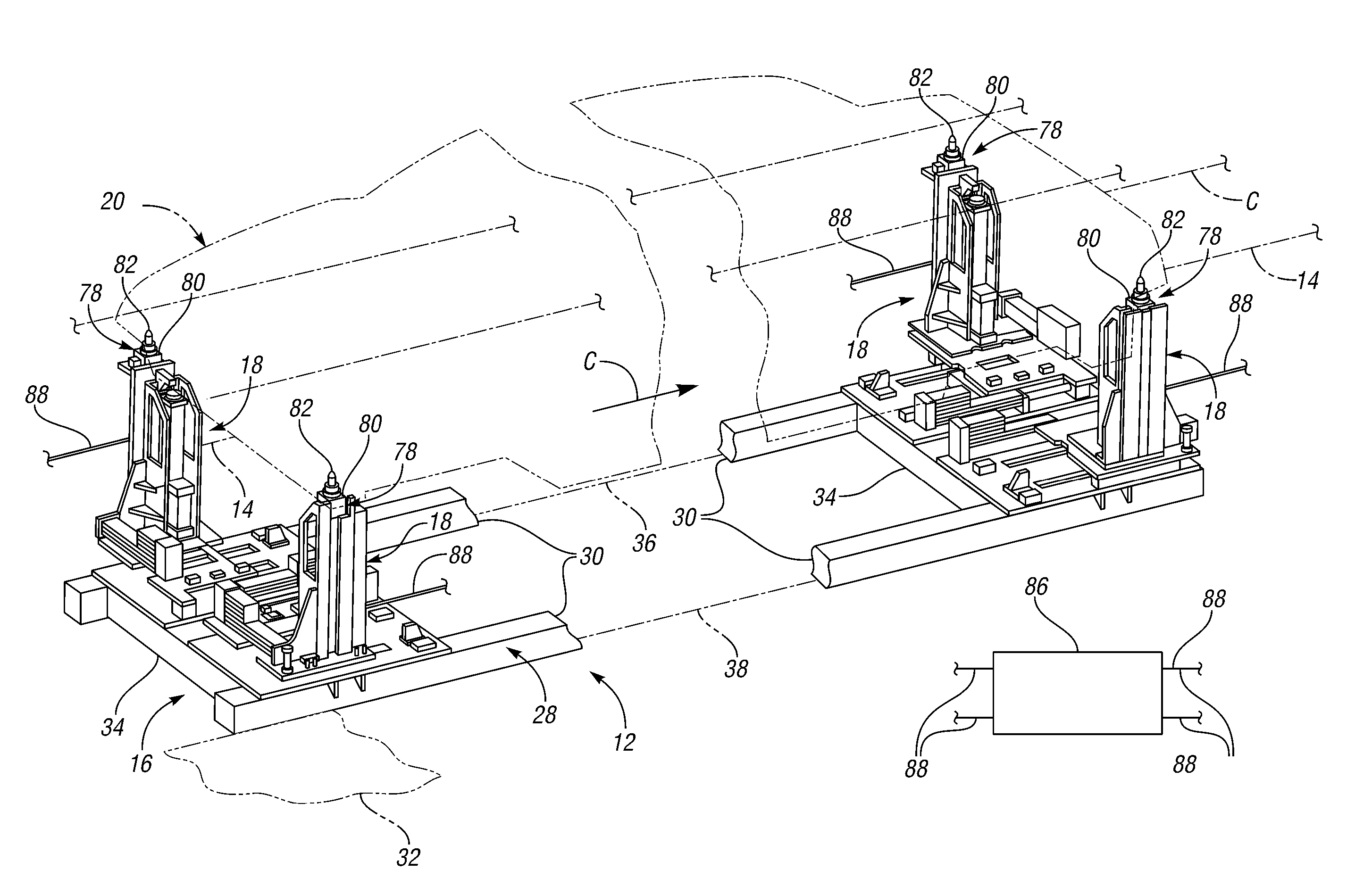 Assembly line vehicle body positioning