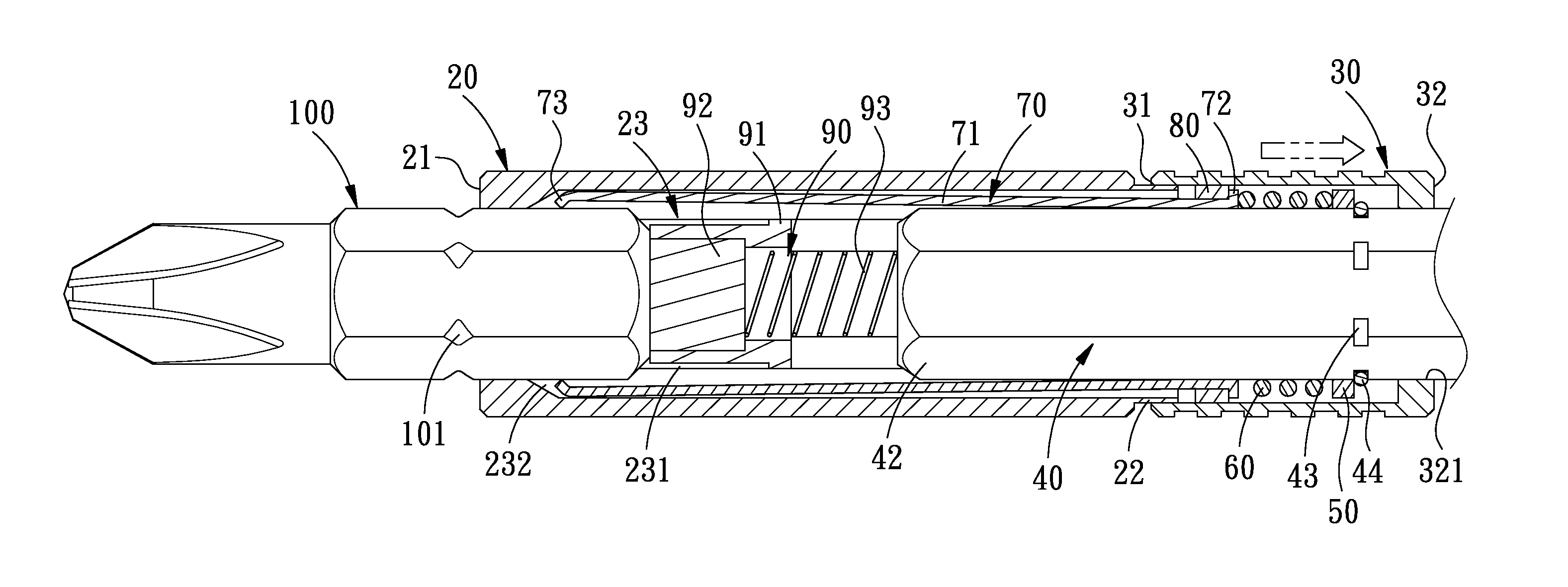 Small outer diameter quick release extension rod