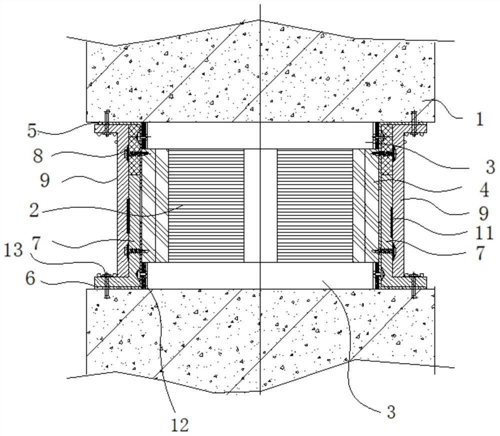 High-ductility seismic insulation rubber support fireproof protection structure and construction process thereof