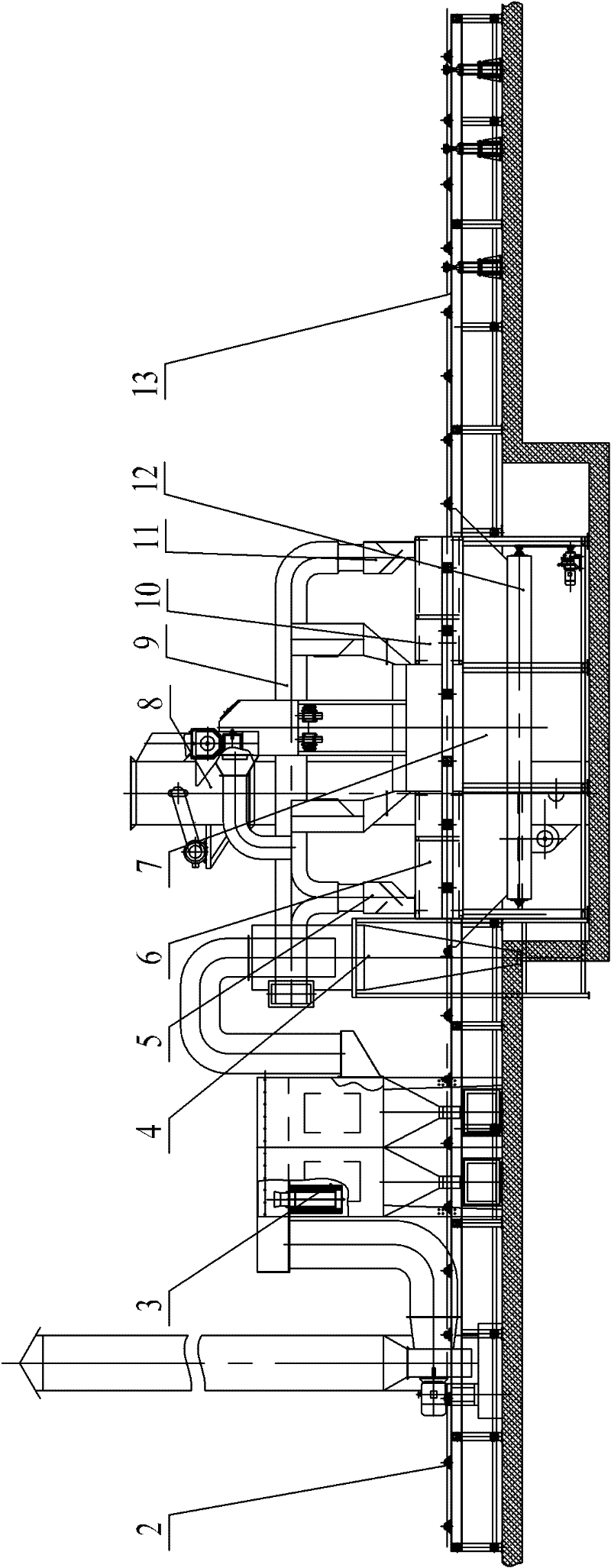 Through-type bar material airless blast cleaner