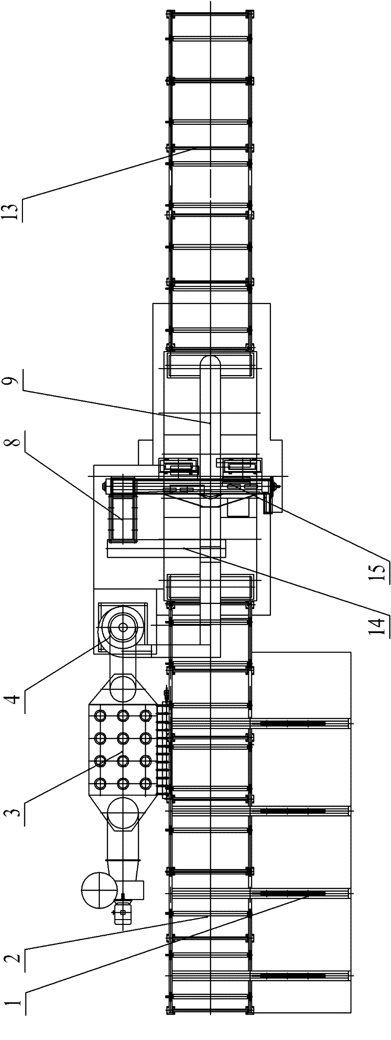 Through-type bar material airless blast cleaner