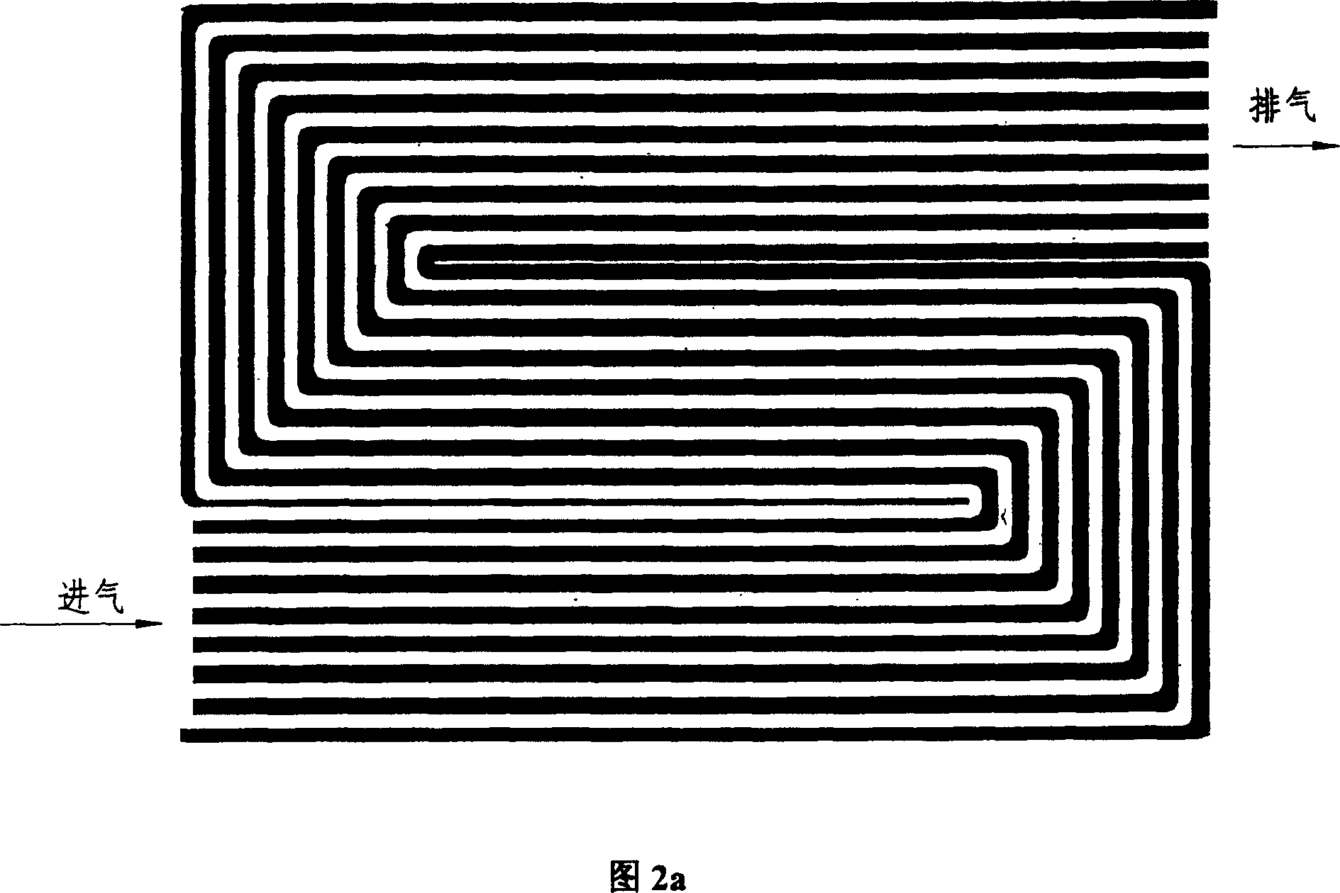 Proton exchange film fuel cell flow field structure