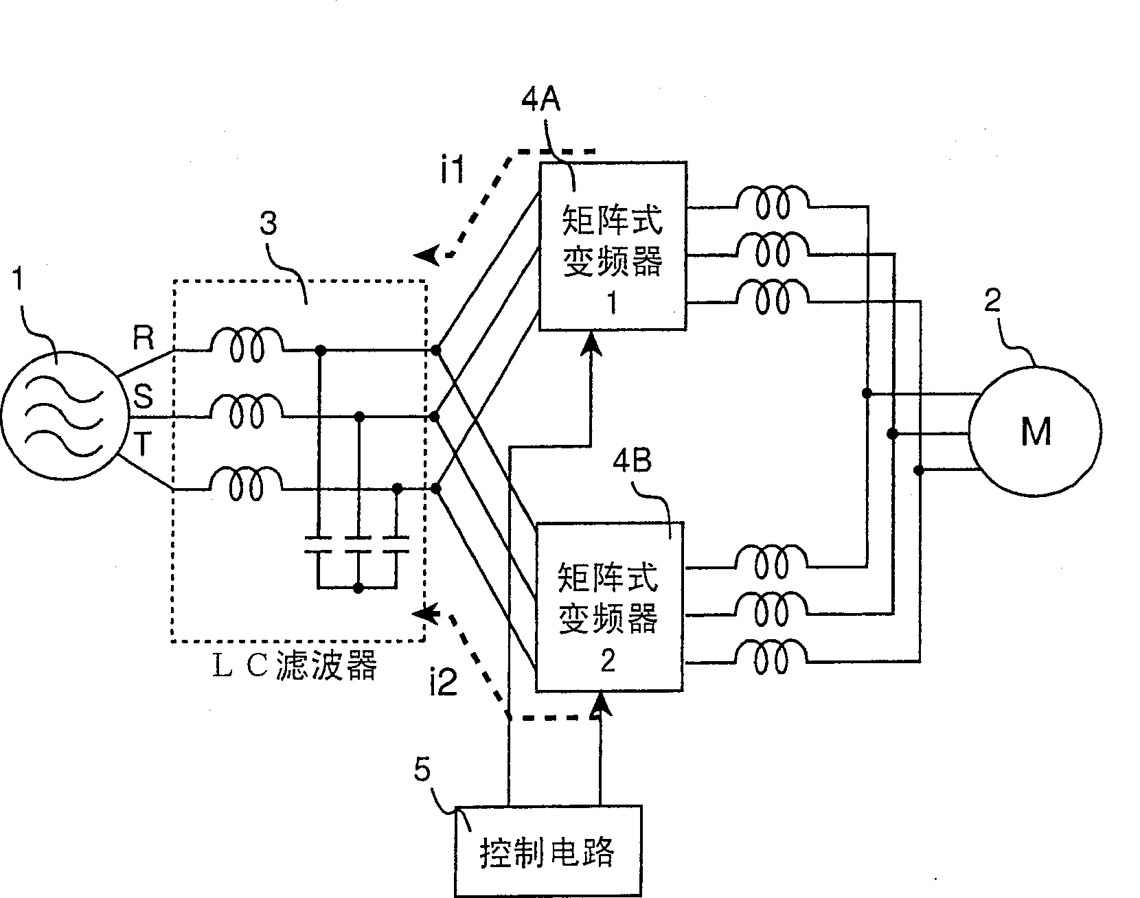 Power conversion device using matrix converter