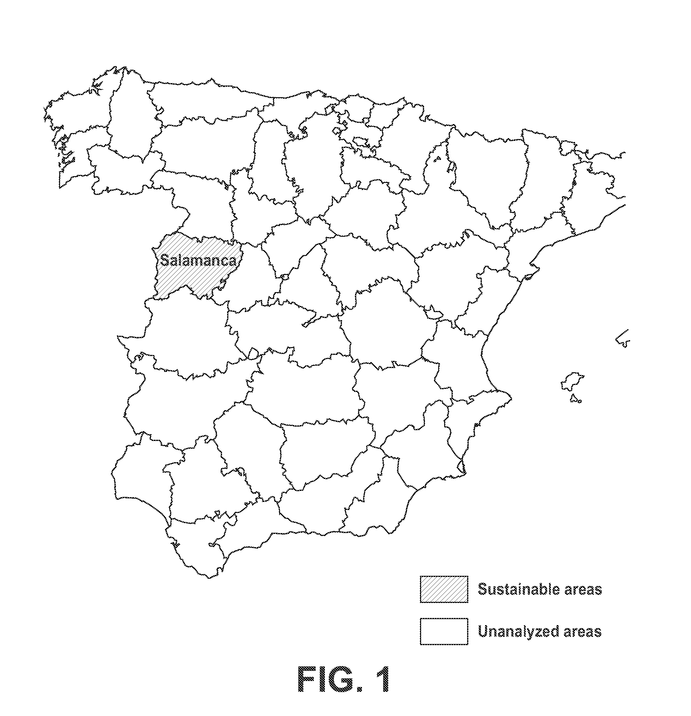 System for identifying sustainable geographical areas by remote sensing techniques and method thereof