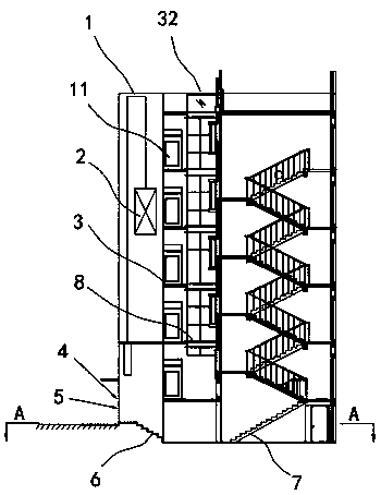 Leveling household-entering additionally-installed elevator suitable for semi-underground storeroom old residential areas