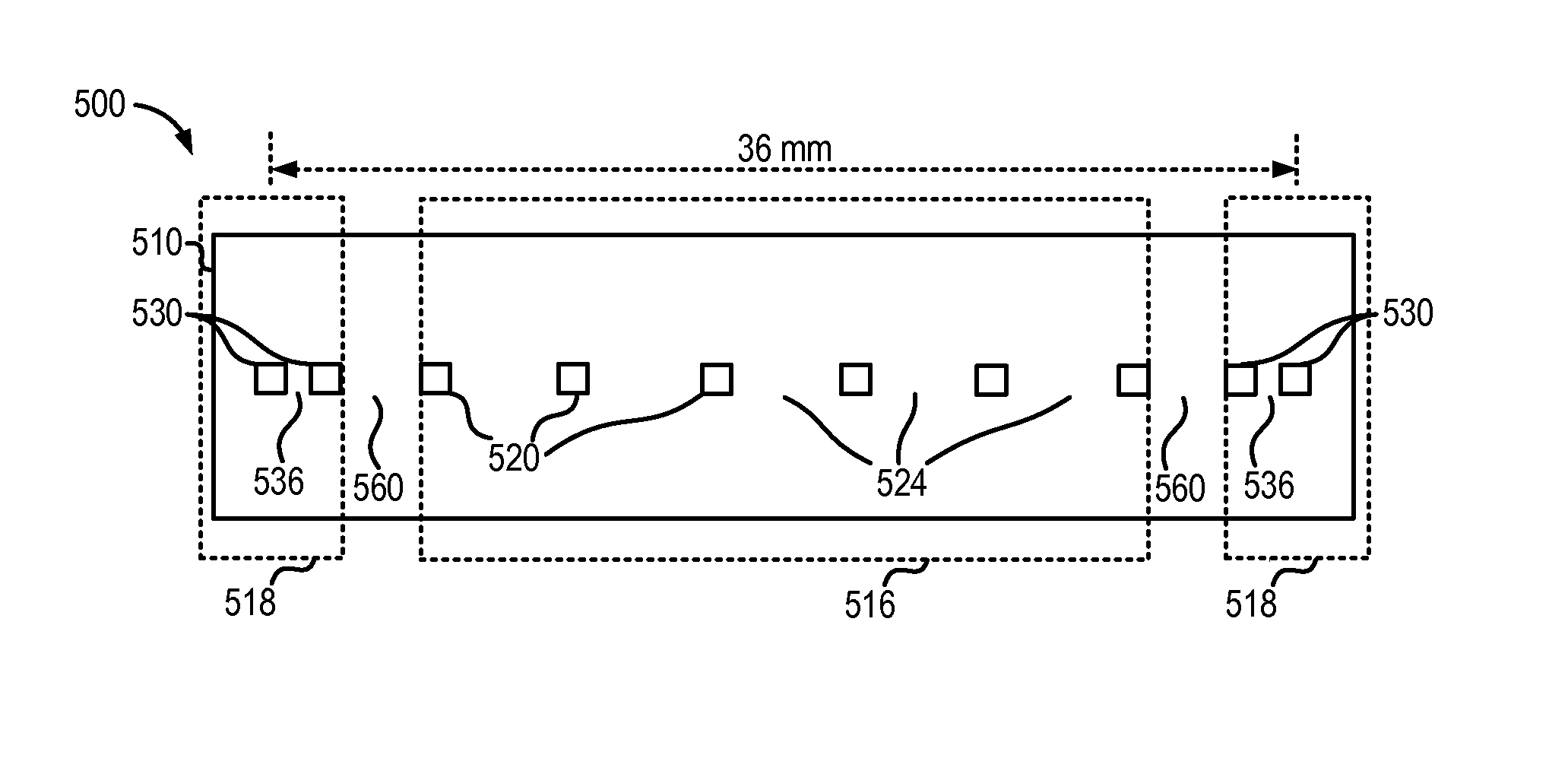 Edge weighted spacing of leds for improved uniformity range