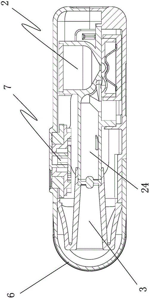 Reservoir-type dry powder inhaling administration system