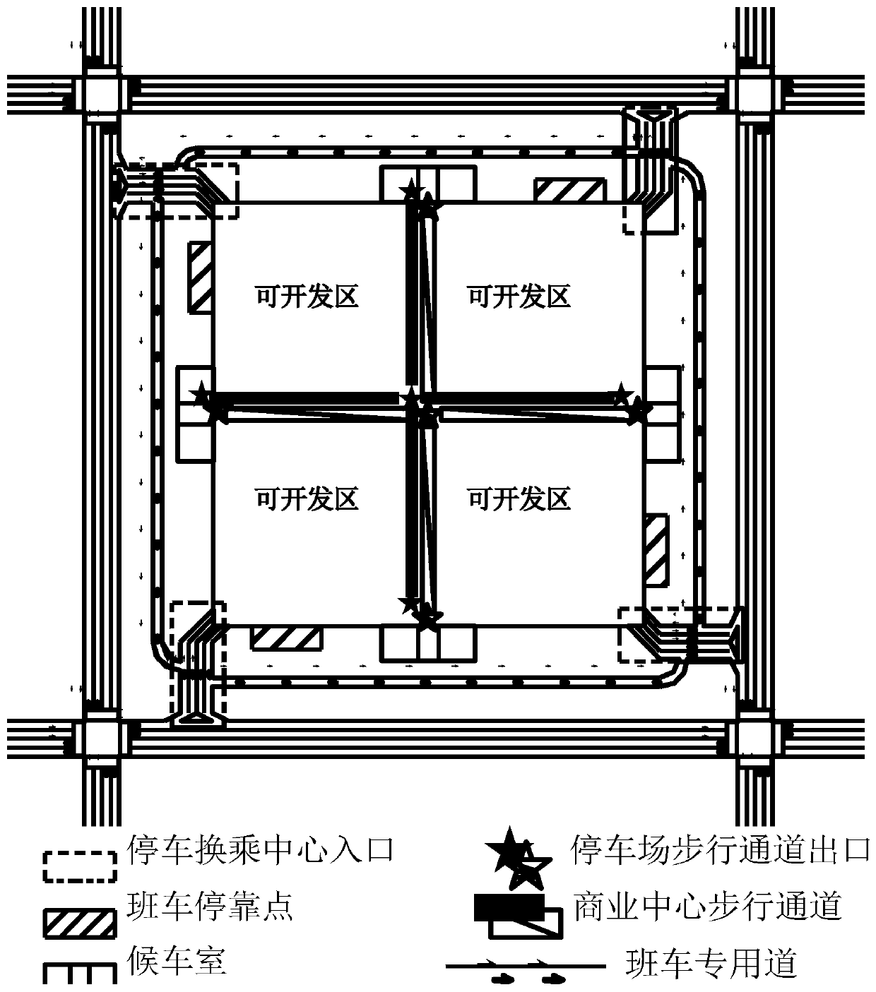 Park-and-ride system using regular bus for connection as well as optimization method