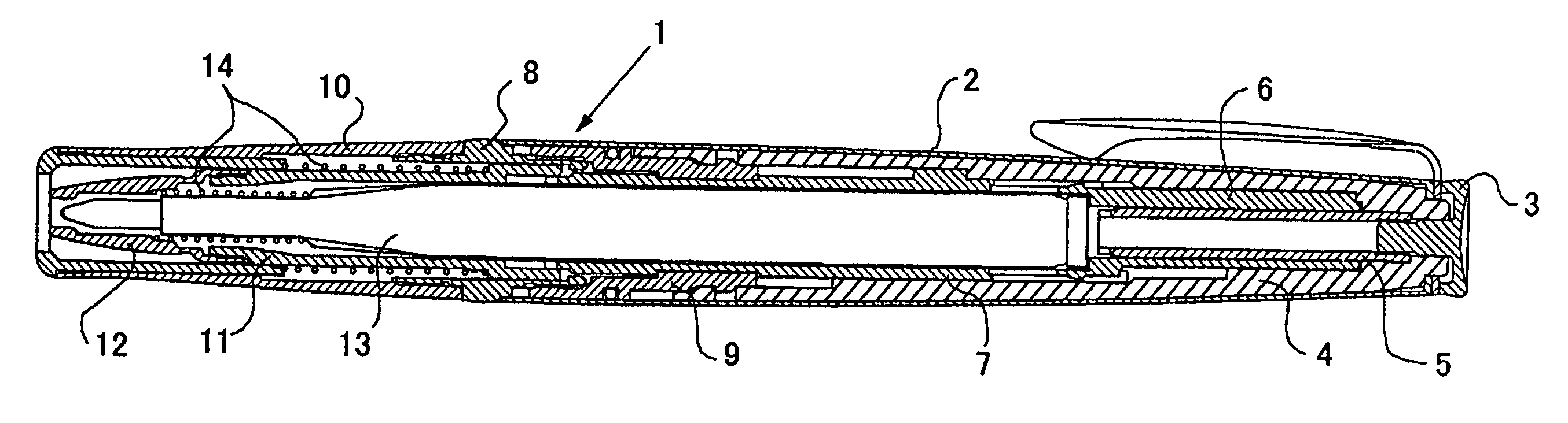 Rotating retractable writing instrument