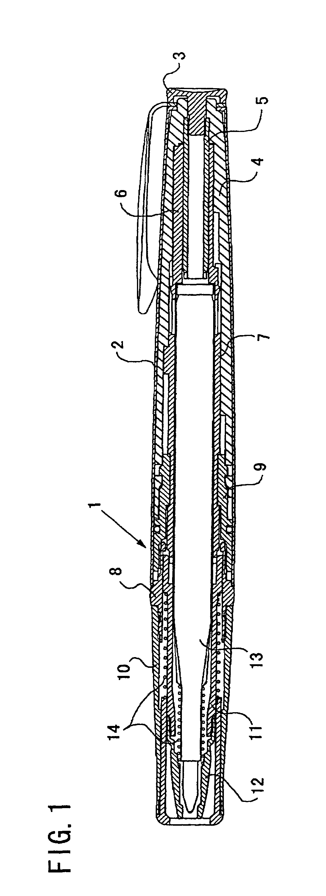 Rotating retractable writing instrument