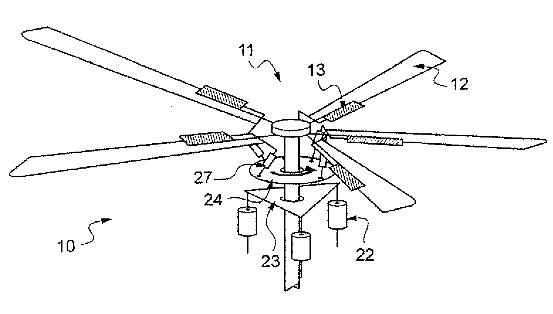 Device for varying blade pitch of a lift rotor