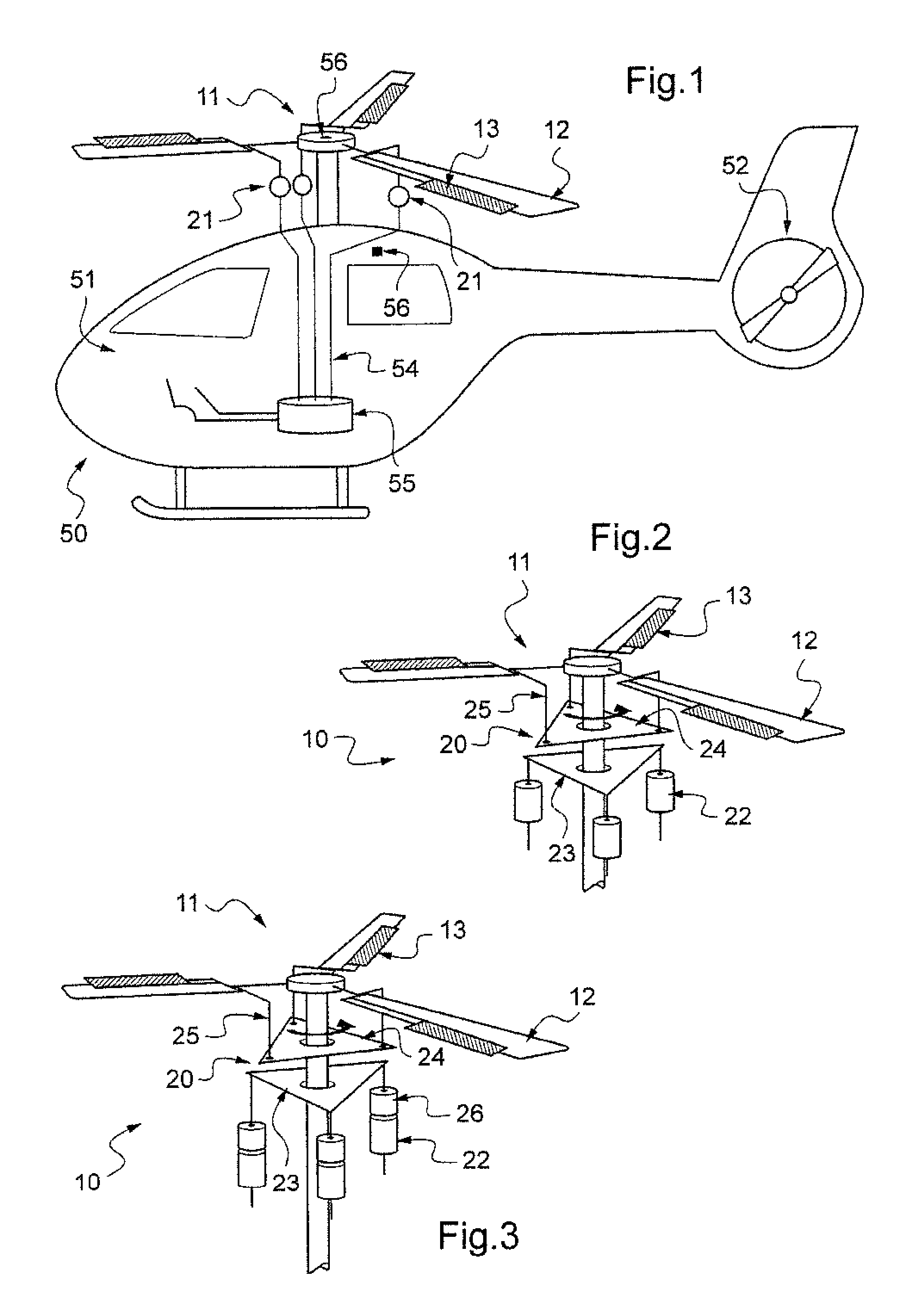 Device for varying blade pitch of a lift rotor