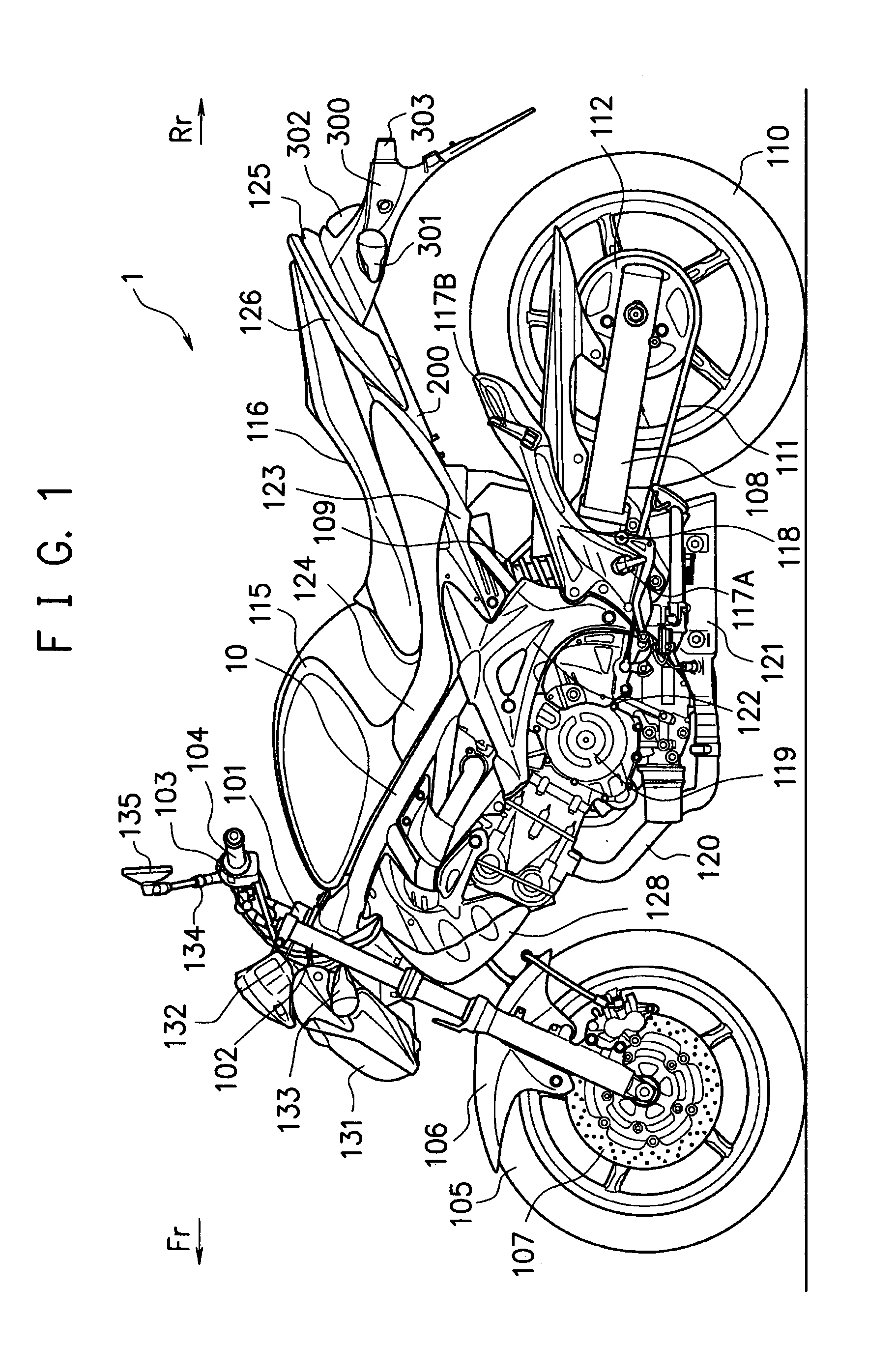 Rear fender structure for motorcycle and motorcycle