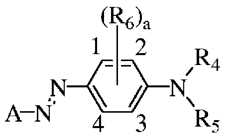 Thienylazo dye and clothes washing and caring composition with same